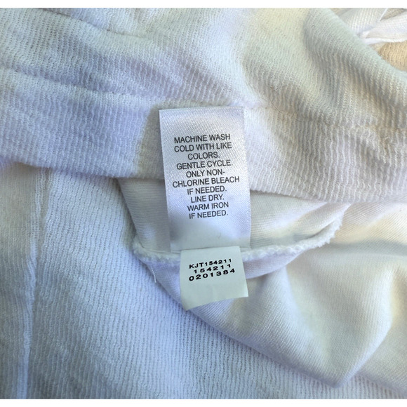 J. Jill Sweatshirt Jacket Womens Size L White Cotton Linen Beachy Coastal Hood - Picture 6 of 9